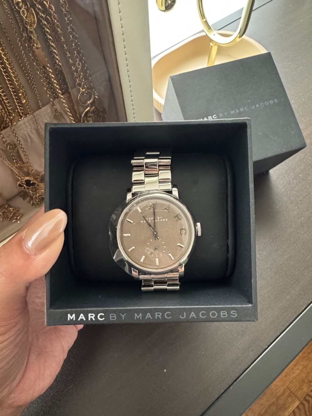 Marc by Marc Jacobs Silver Bracelet Watch with Taupe Dial